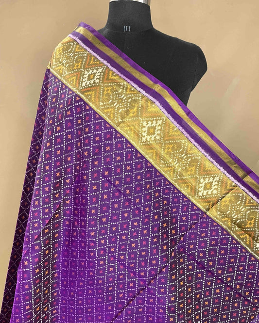 Purple Booty Designer Patola Dupatta - SindhoiPatolaArt