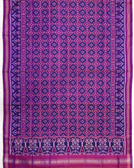 Purple Buttonful Semi Double Ikat Patola Dupatta - SindhoiPatolaArt