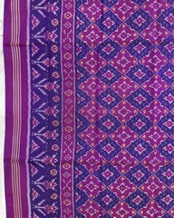 Purple Buttonful Semi Double Ikat Patola Dupatta - SindhoiPatolaArt