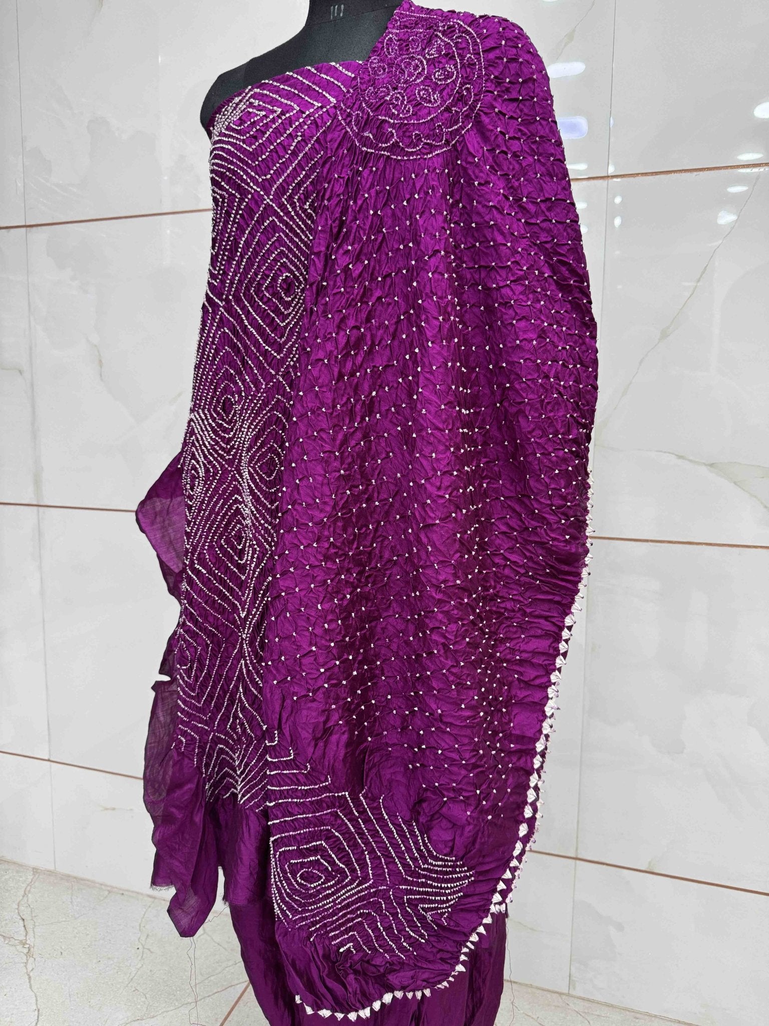 Purple Chiniya Silk Bandhani Dress Material - SindhoiPatolaArt