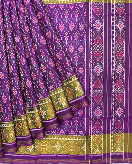 Purple Darambatt Design Patola Saree - SindhoiPatolaArt