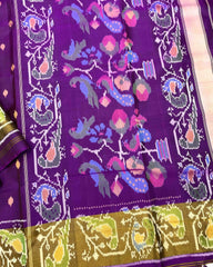 Purple Doted with Peacock Pallu Patola Saree - SindhoiPatolaArt