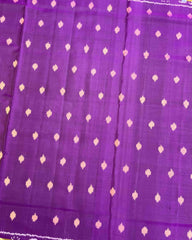 Purple Doted with Peacock Pallu Patola Saree - SindhoiPatolaArt