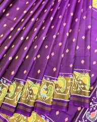 Purple Doted with Peacock Pallu Patola Saree - SindhoiPatolaArt