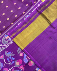 Purple Doted with Peacock Pallu Patola Saree - SindhoiPatolaArt