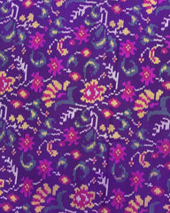Purple Fancy Flower Semi Double Ikat Patola Saree - SindhoiPatolaArt