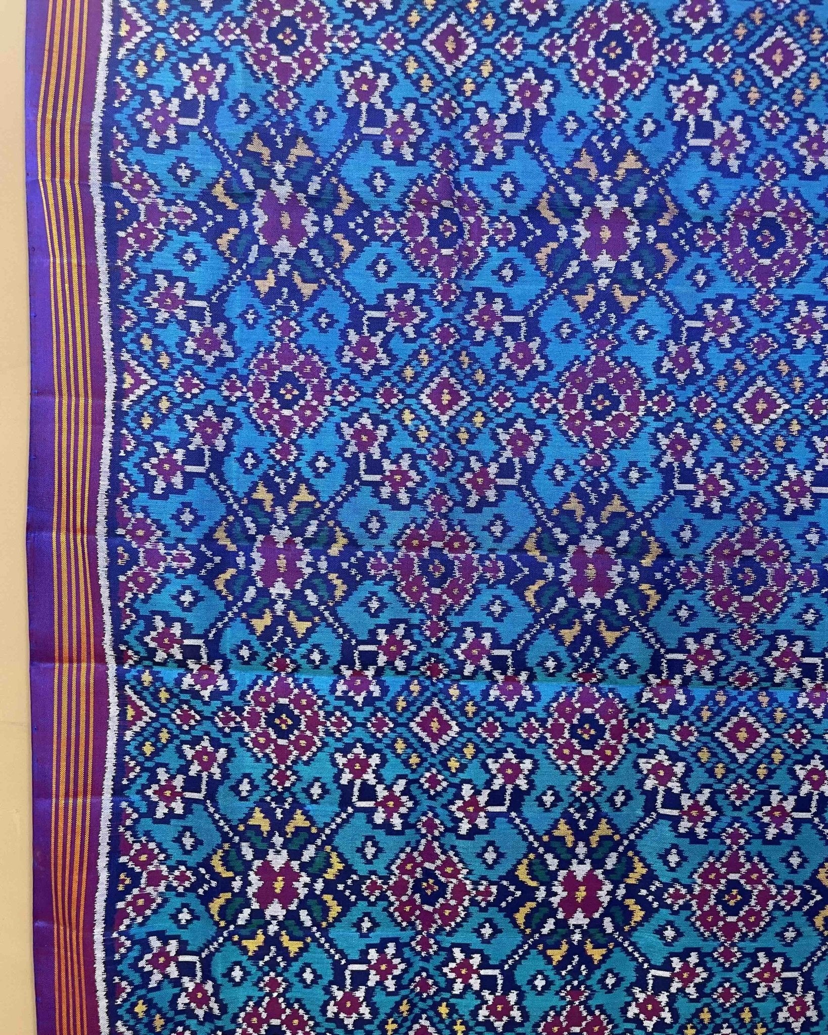 Purple & Firozi Blue Navratan Patola Dupatta - SindhoiPatolaArt