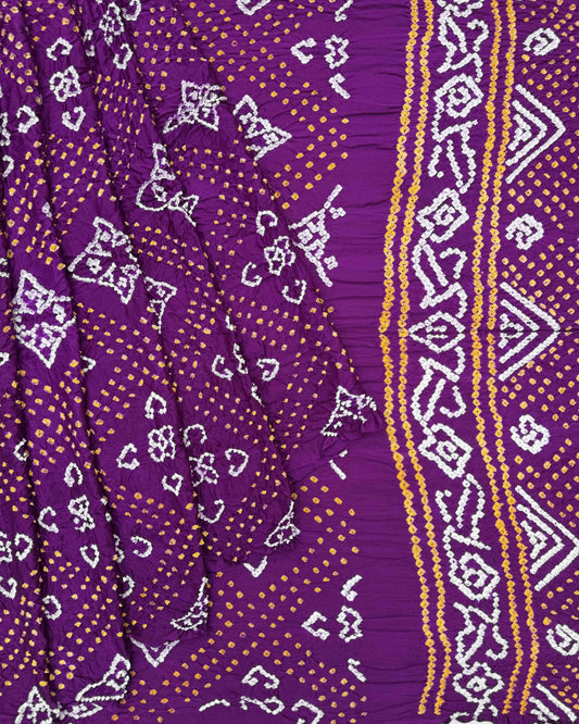 Purple Gaji Fancy Bandhani Saree - SindhoiPatolaArt
