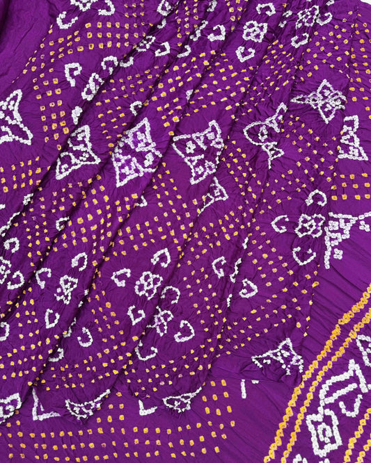 Purple Gaji Fancy Bandhani Saree - SindhoiPatolaArt