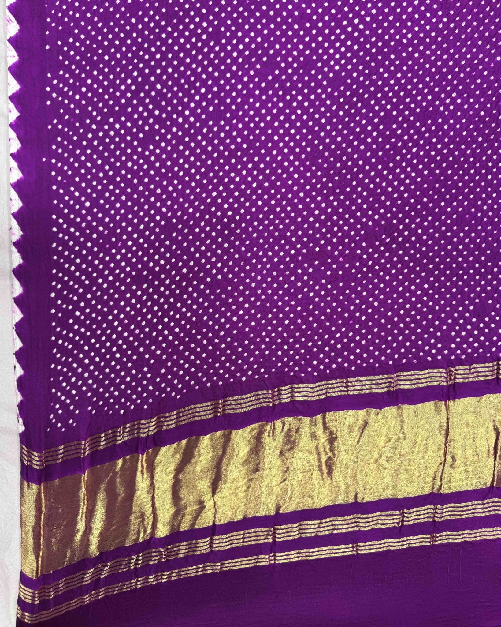 Purple Gajji Silk Bandhani Dupatta - SindhoiPatolaArt