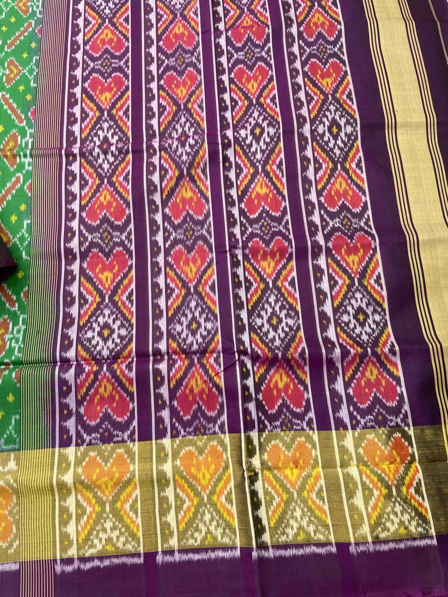 Purple & Green Manekchowk Designer Patola Saree - SindhoiPatolaArt