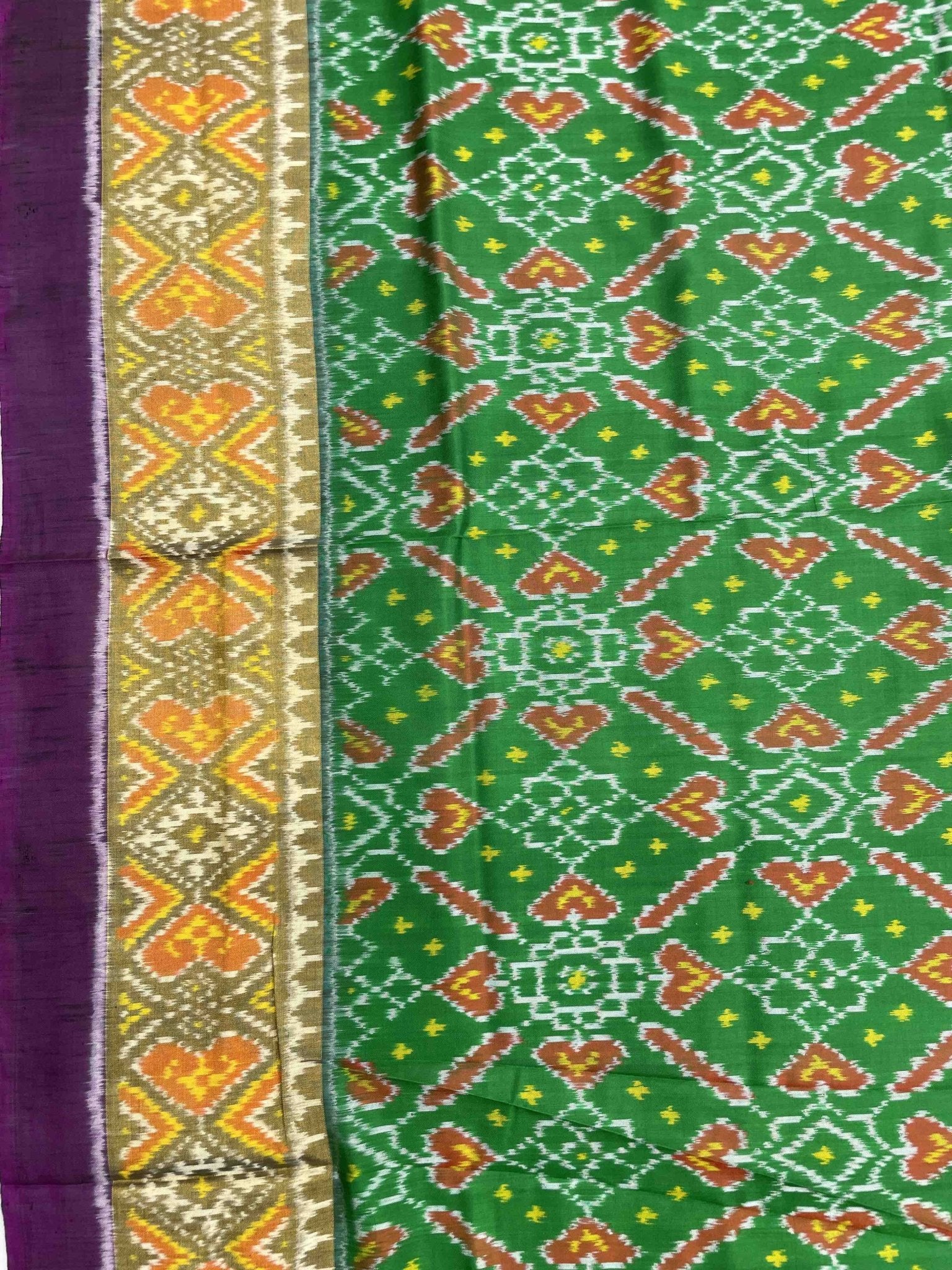 Purple & Green Manekchowk Designer Patola Saree - SindhoiPatolaArt