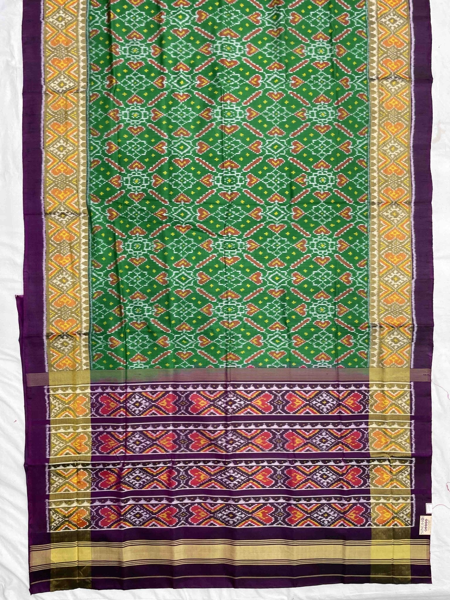 Purple & Green Manekchowk Designer Patola Saree - SindhoiPatolaArt