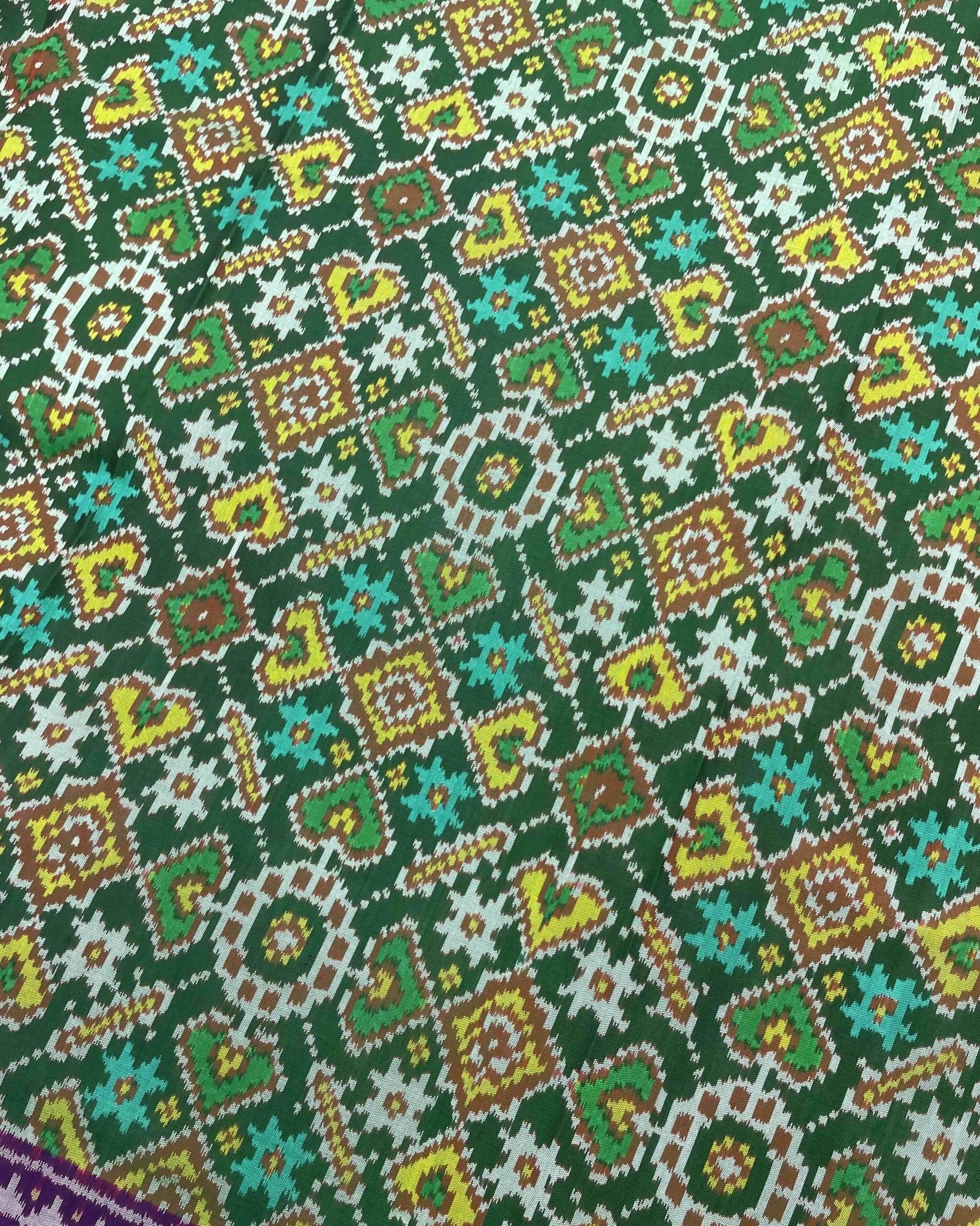 Purple & Green Manekchowk Designer Patola Saree - SindhoiPatolaArt