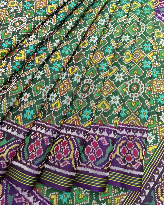 Purple & Green Manekchowk Designer Patola Saree - SindhoiPatolaArt