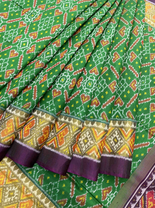 Purple & Green Manekchowk Designer Patola Saree - SindhoiPatolaArt