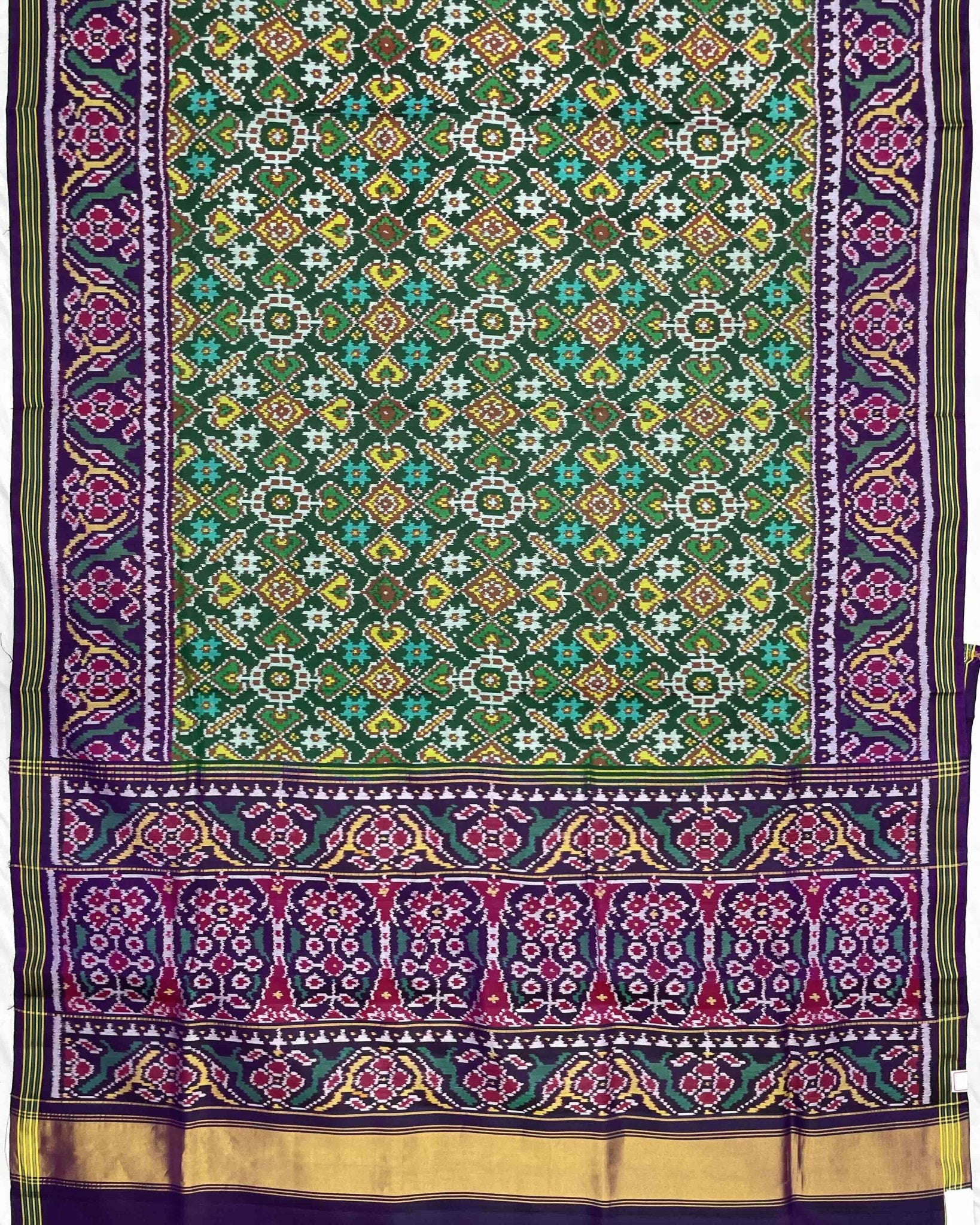 Purple & Green Manekchowk Patola Saree - SindhoiPatolaArt