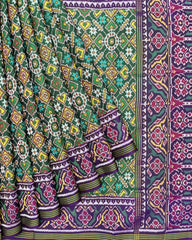 Purple & Green Manekchowk Patola Saree - SindhoiPatolaArt