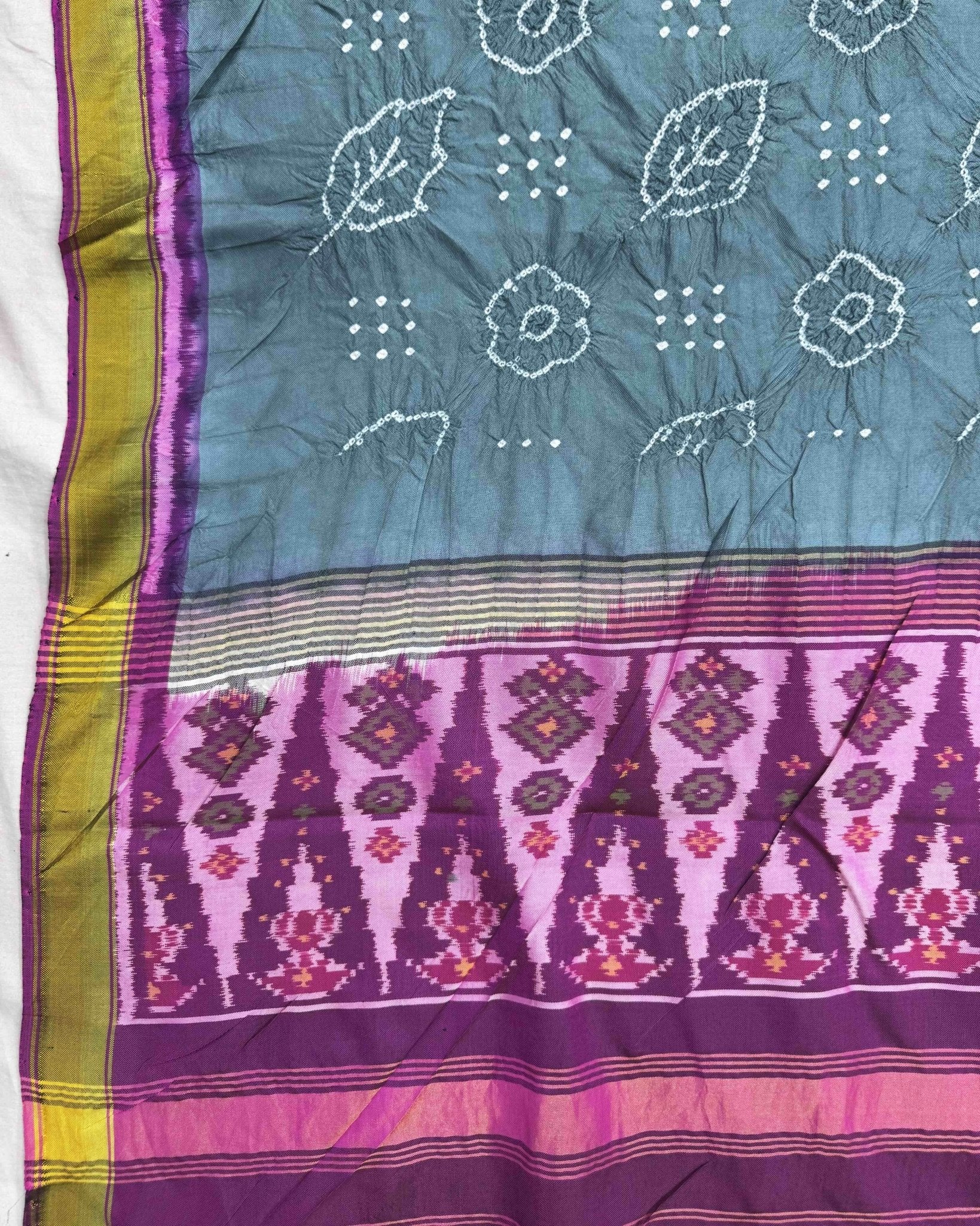 Purple & Grey Bandhani Patola Dupatta - SindhoiPatolaArt