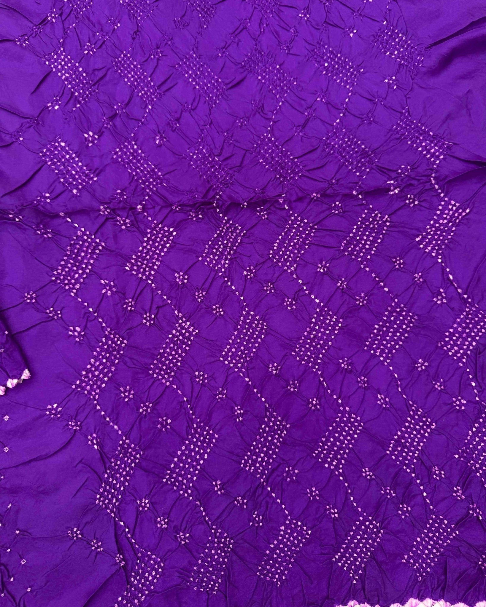 Purple Habotai Silk Bandhani Saree - SindhoiPatolaArt