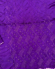 Purple Habotai Silk Bandhani Saree - SindhoiPatolaArt