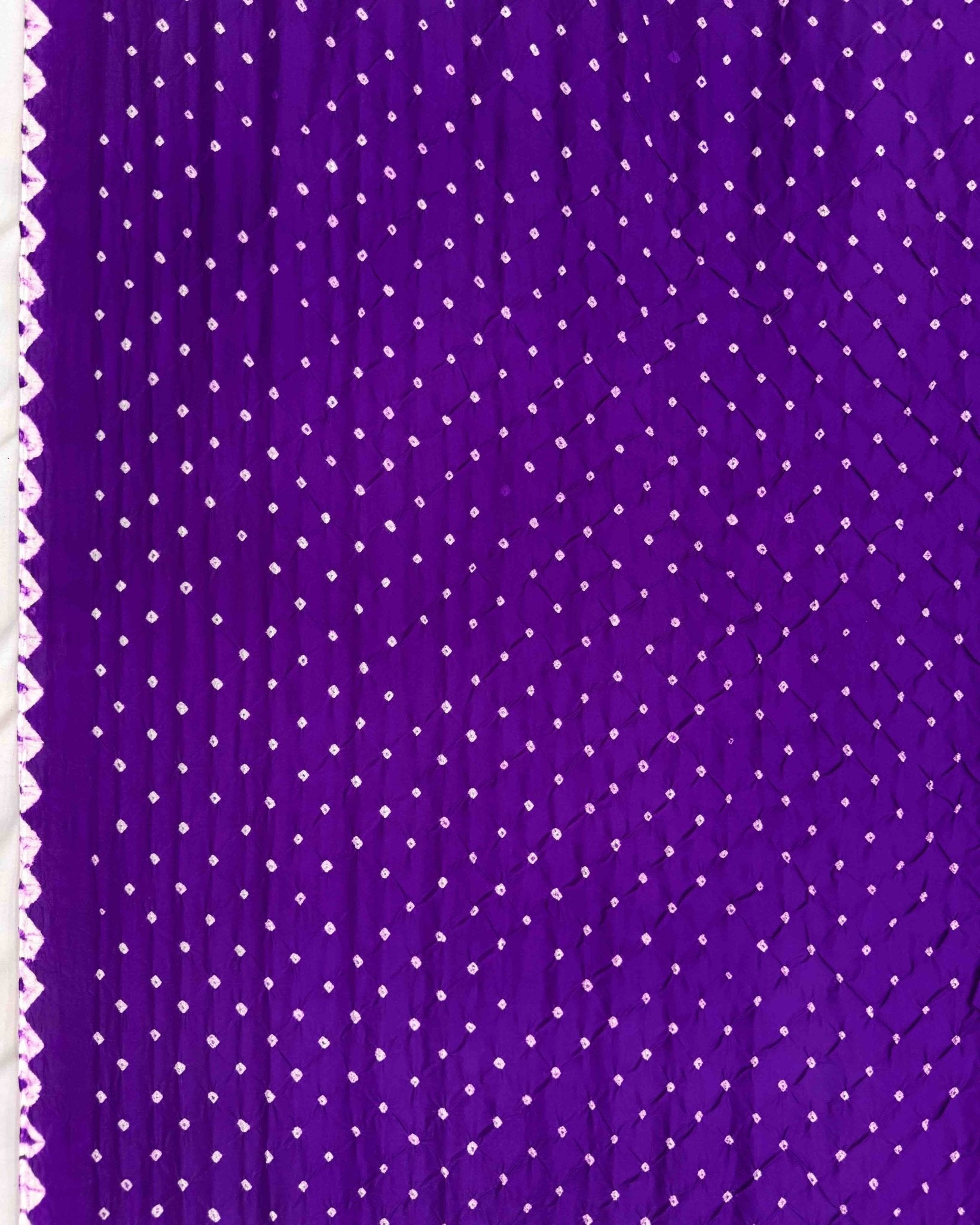 Purple Habotai Silk Bandhani Saree - SindhoiPatolaArt