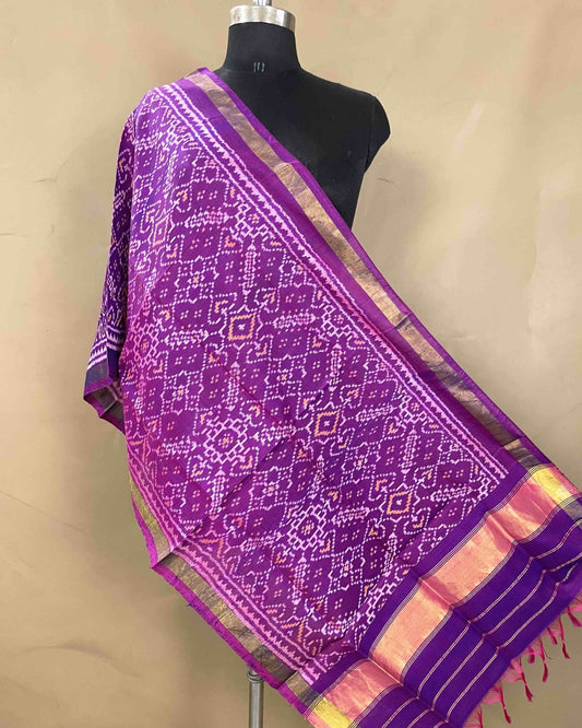 Purple Manekchowk Patola Stole - SindhoiPatolaArt