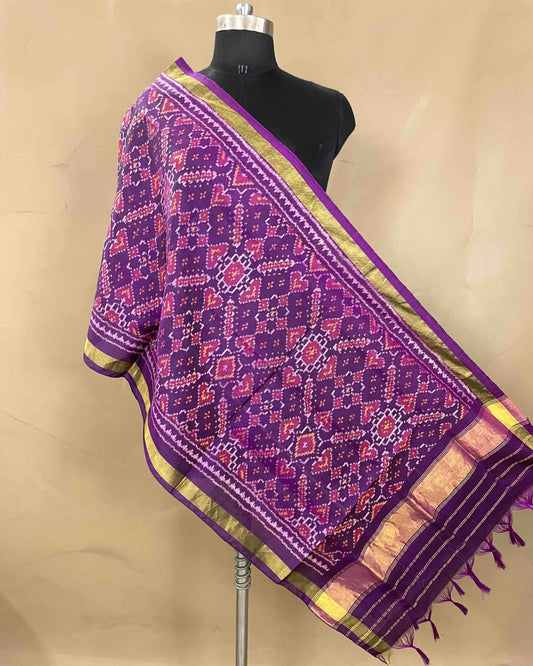 Purple Manekchowk Patola Stole - SindhoiPatolaArt