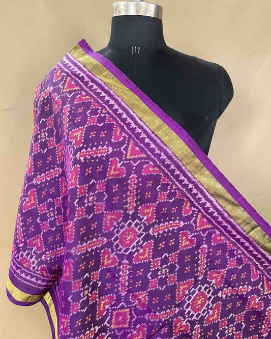 Purple Manekchowk Patola Stole - SindhoiPatolaArt