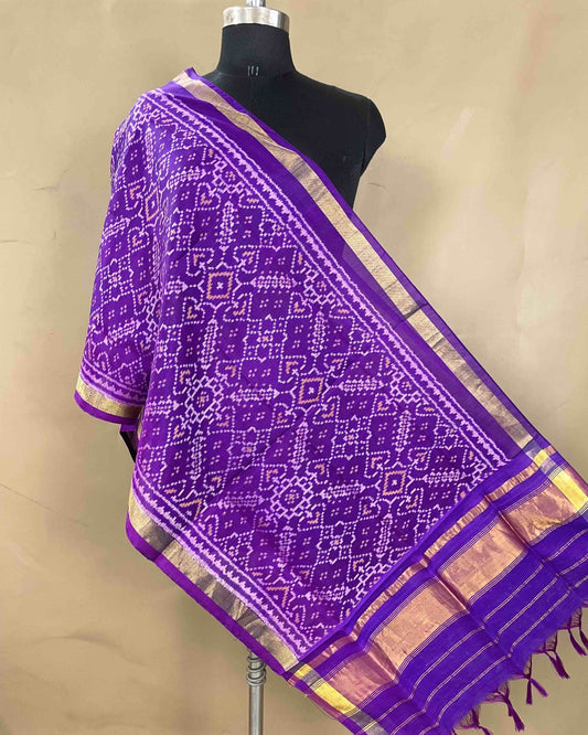 Purple Manekchowk Patola Stole - SindhoiPatolaArt
