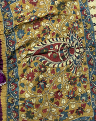 Purple Muga Silk Pen Kamalkari Bandhani Saree - SindhoiPatolaArt