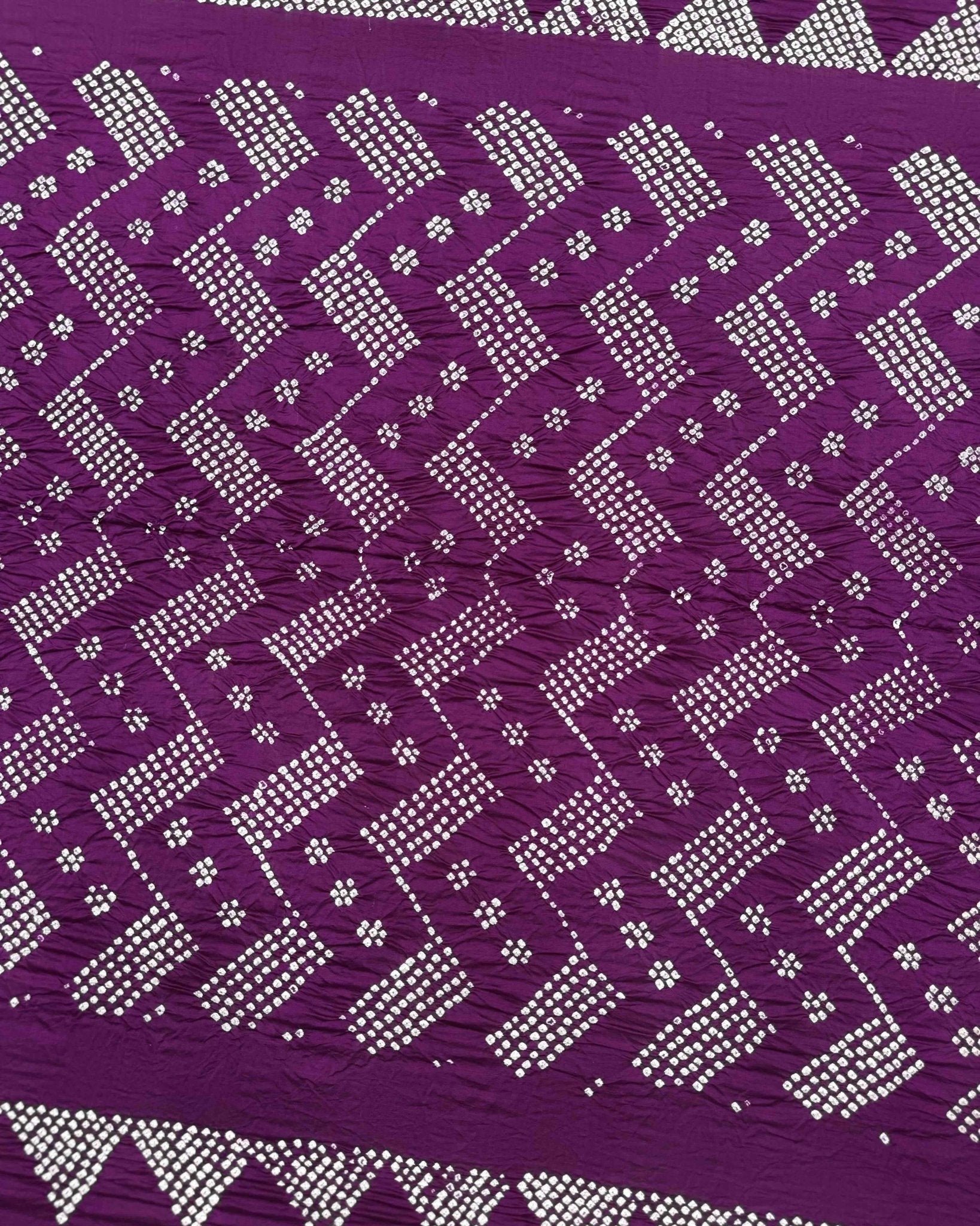 Purple Muga Silk Pen Kamalkari Bandhani Saree - SindhoiPatolaArt
