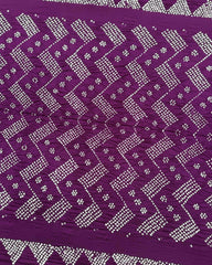 Purple Muga Silk Pen Kamalkari Bandhani Saree - SindhoiPatolaArt