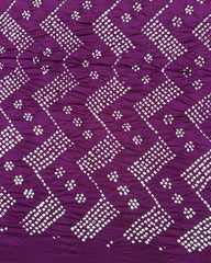 Purple Muga Silk Pen Kamalkari Bandhani Saree - SindhoiPatolaArt