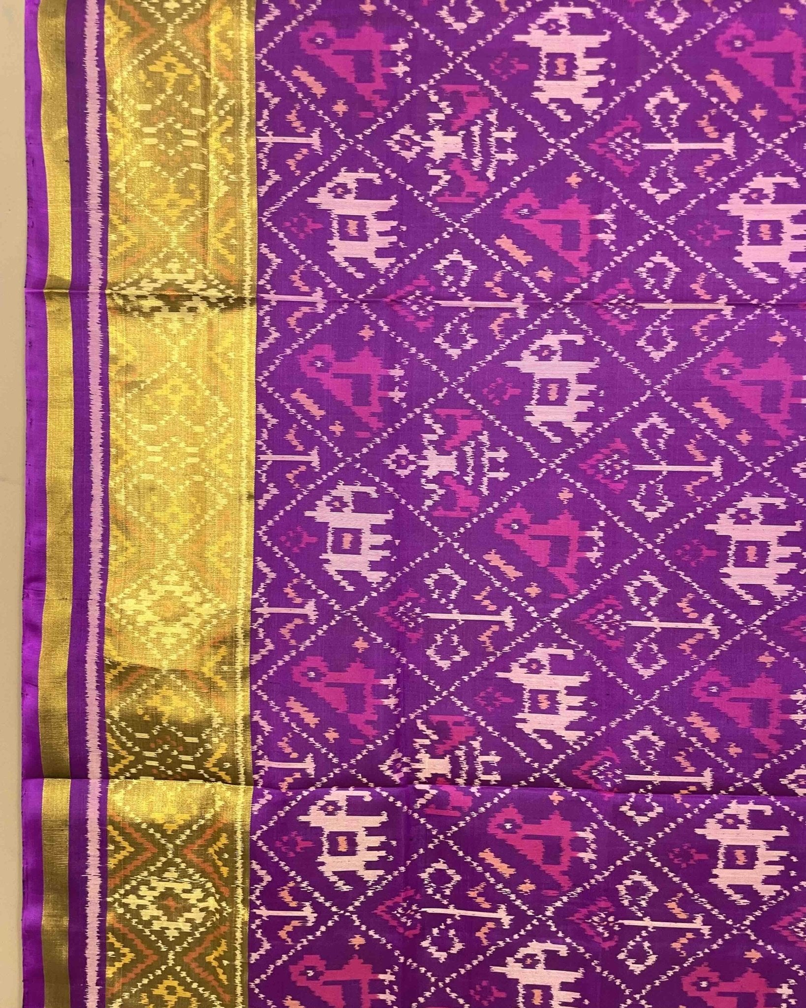 Purple Narikunj Designer Patola Dupatta - SindhoiPatolaArt