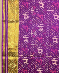 Purple Narikunj Designer Patola Dupatta - SindhoiPatolaArt