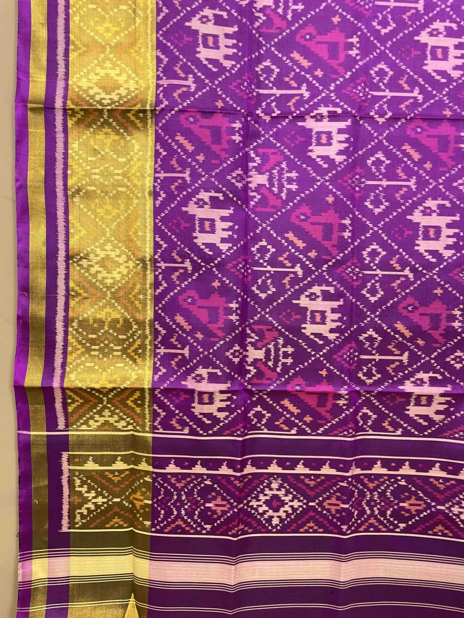 Purple Narikunj Designer Patola Dupatta - SindhoiPatolaArt