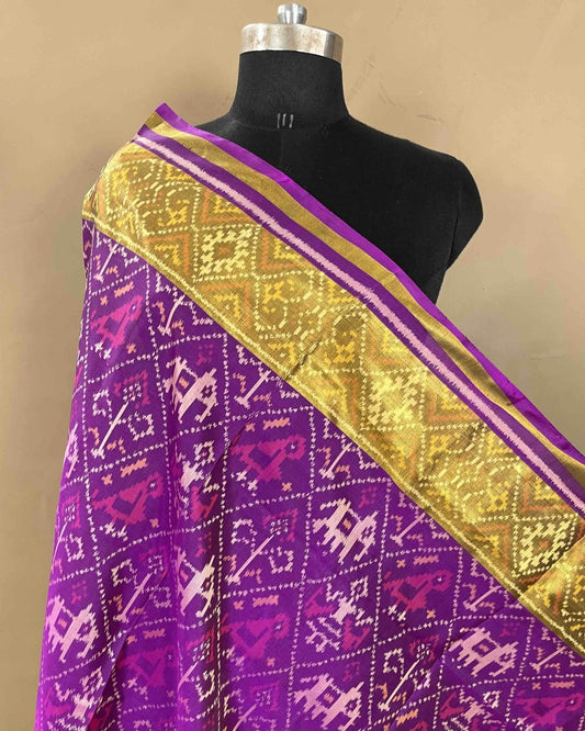 Purple Narikunj Designer Patola Dupatta - SindhoiPatolaArt