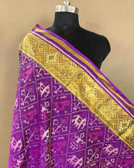 Purple Narikunj Designer Patola Dupatta - SindhoiPatolaArt