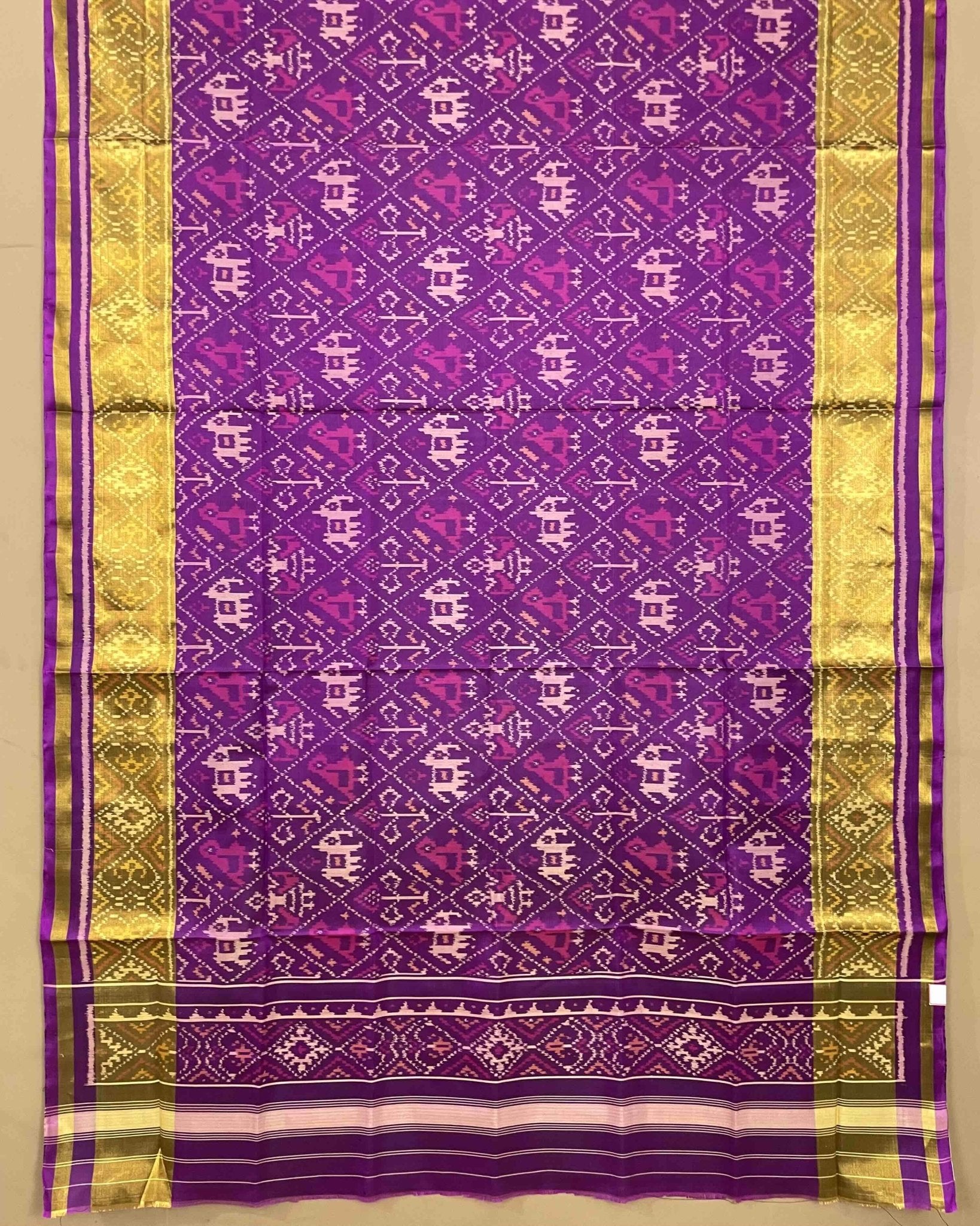 Purple Narikunj Designer Patola Dupatta - SindhoiPatolaArt