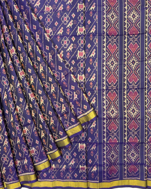 Purple Narikunj Leheriya Patola Saree - SindhoiPatolaArt