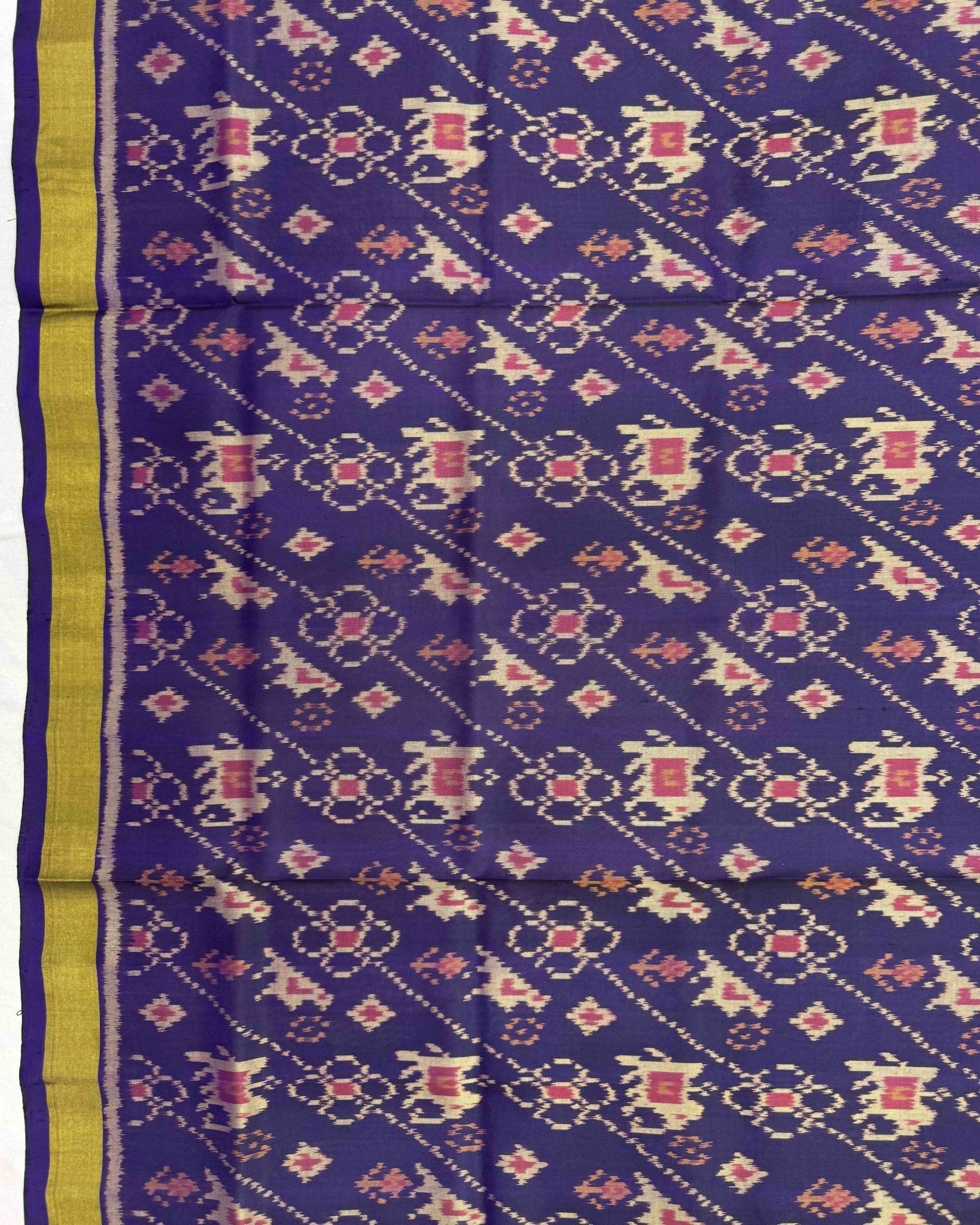 Purple Narikunj Leheriya Patola Saree - SindhoiPatolaArt