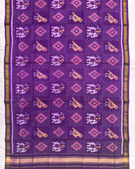 Purple Narikunj Panchanda Patola Dupatta - SindhoiPatolaArt