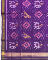 Purple Narikunj Panchanda Patola Dupatta - SindhoiPatolaArt