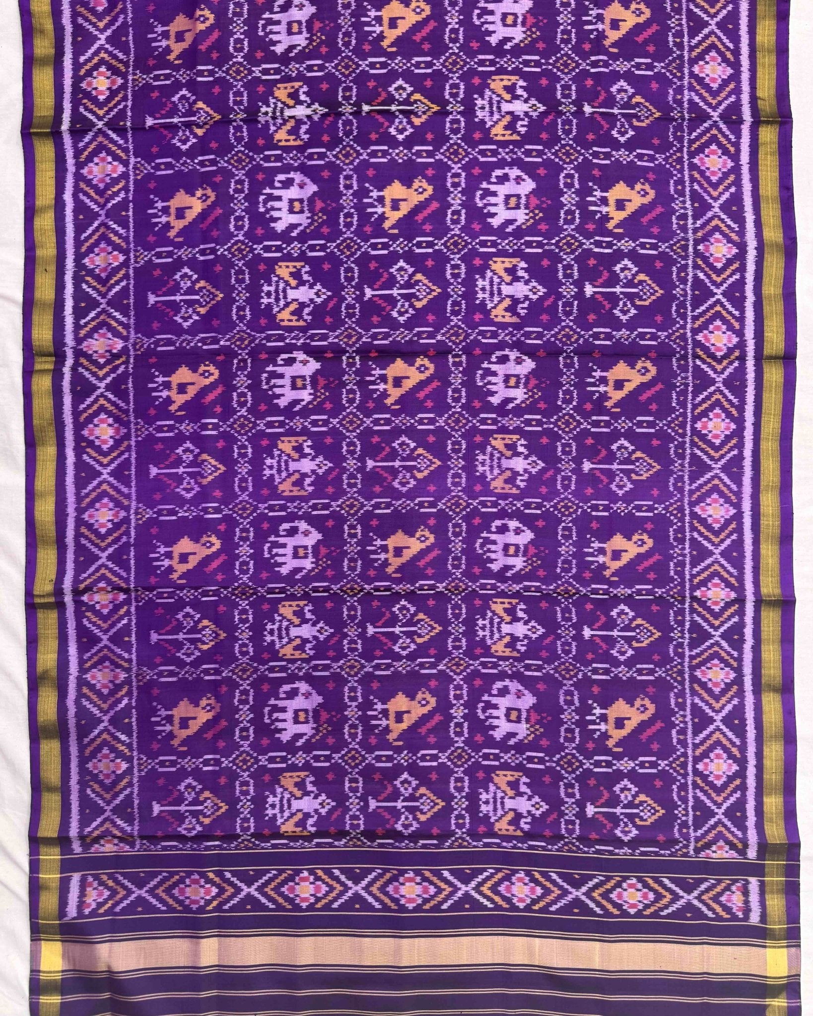 Purple Narikunj Patola Dupatta - SindhoiPatolaArt