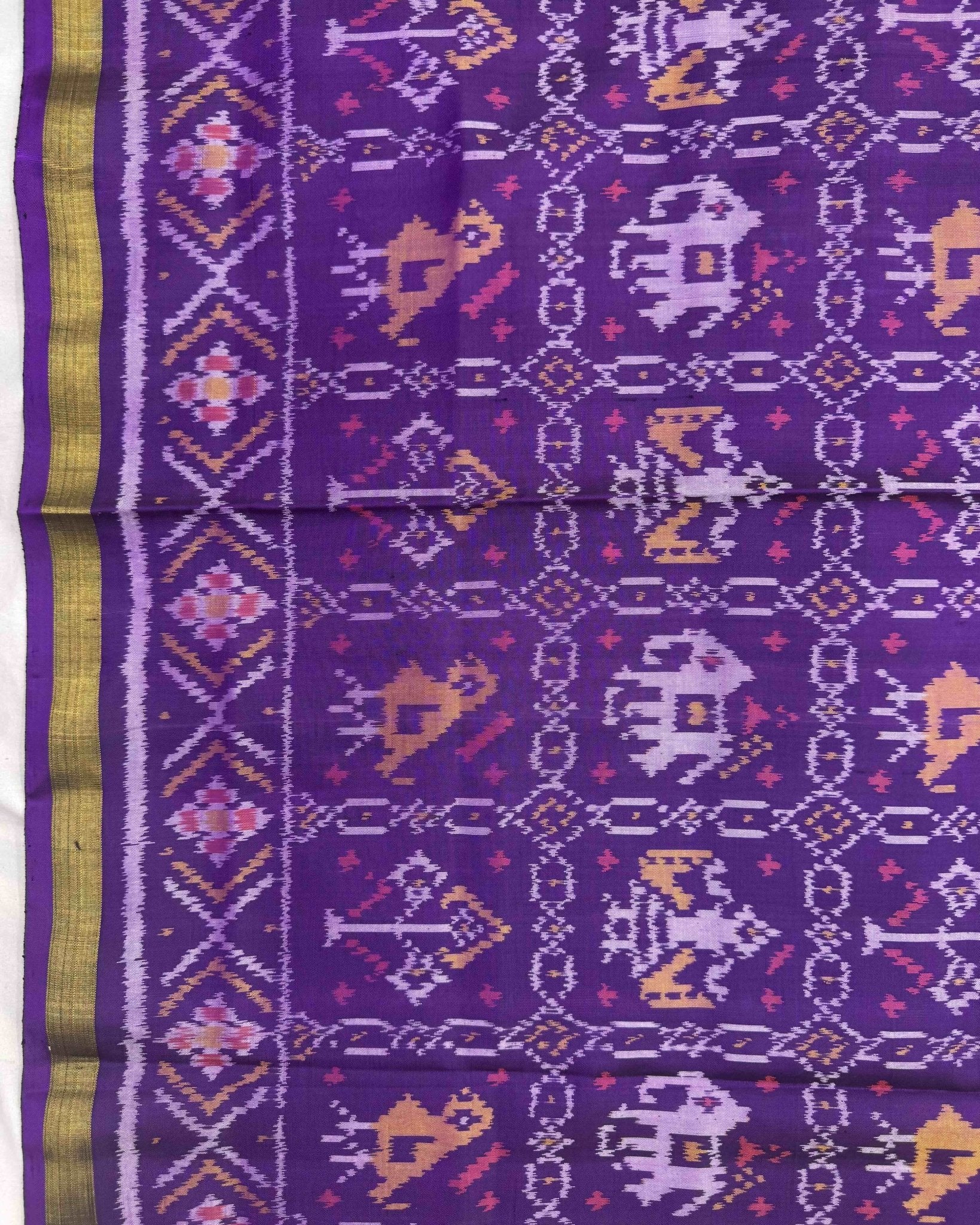 Purple Narikunj Patola Dupatta - SindhoiPatolaArt