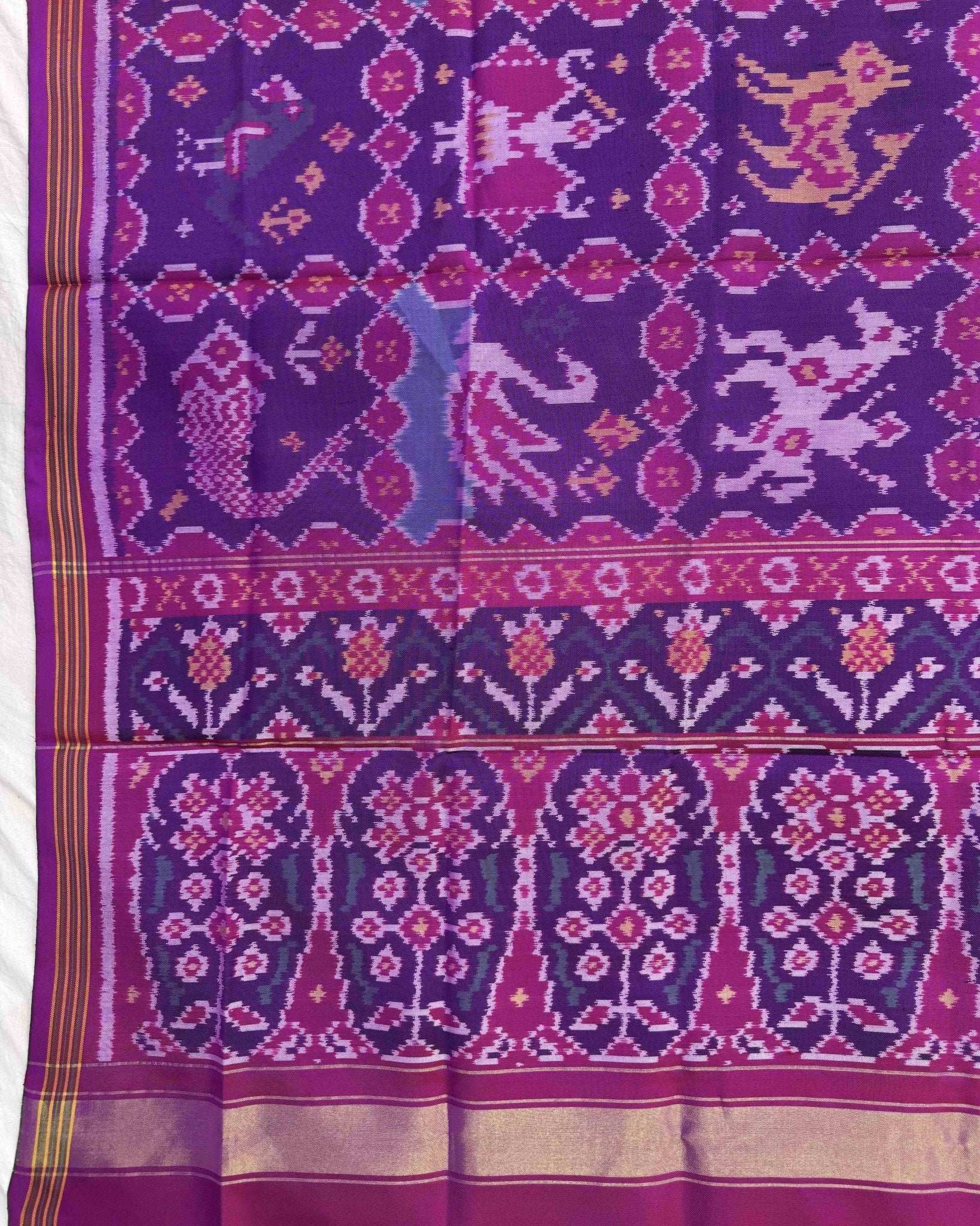 Purple Narikunj Patola Dupatta - SindhoiPatolaArt