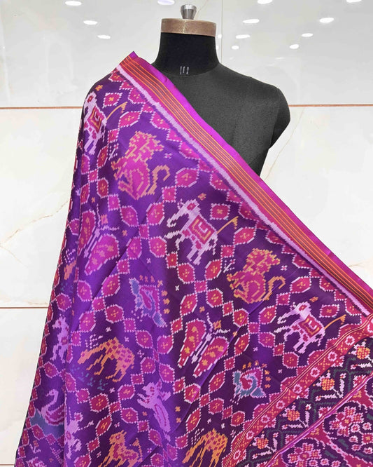Purple Narikunj Patola Dupatta - SindhoiPatolaArt