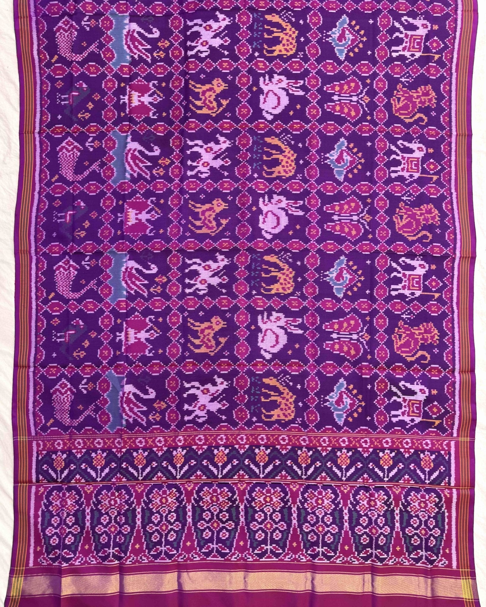 Purple Narikunj Patola Dupatta - SindhoiPatolaArt
