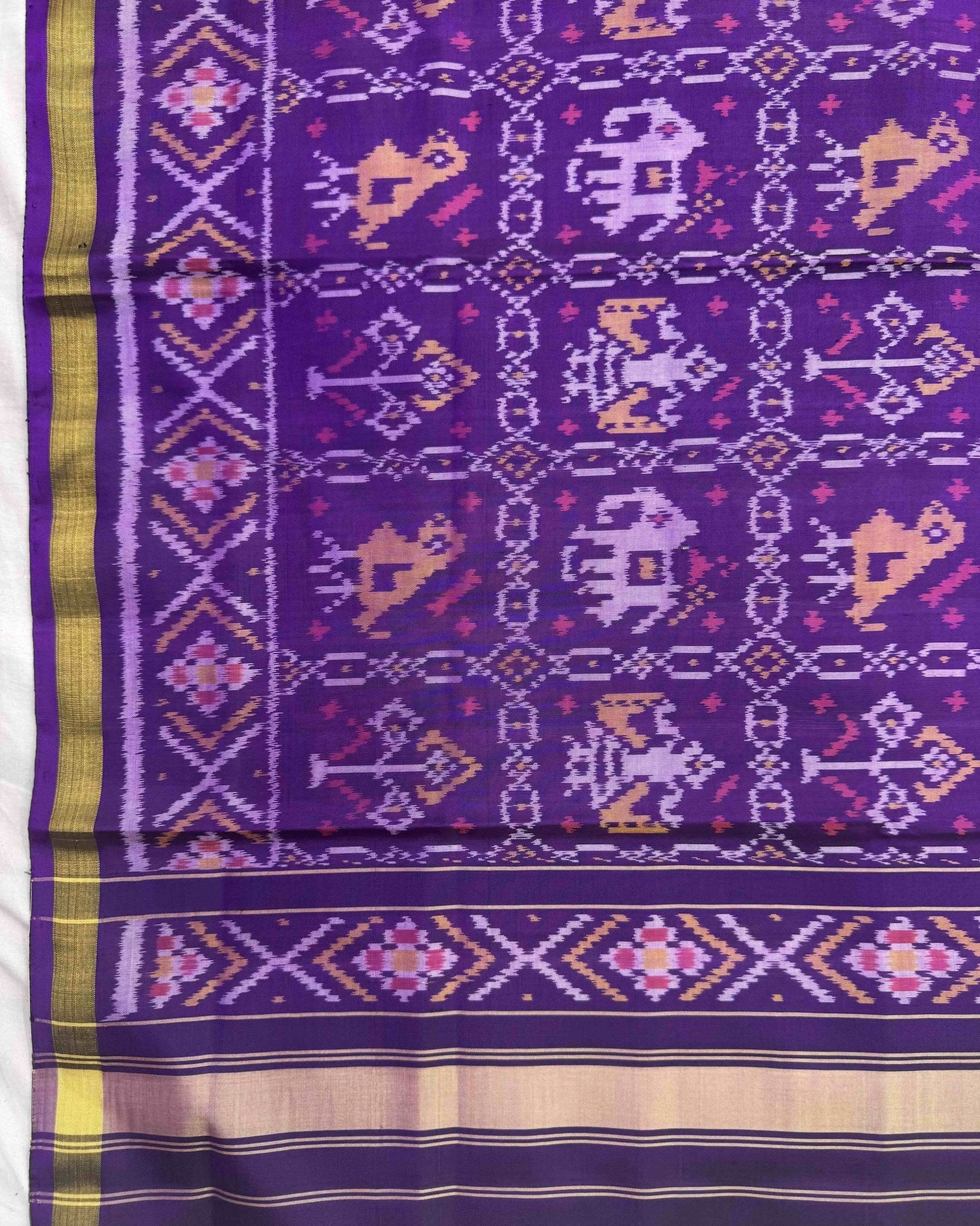 Purple Narikunj Patola Dupatta - SindhoiPatolaArt
